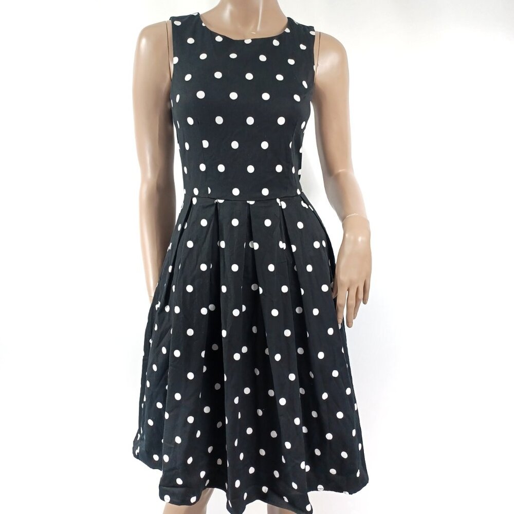 DOLLY AND DOTTY ANNIE Dress Retro 50's Polka Dot Pleat Stretch Cotton 6